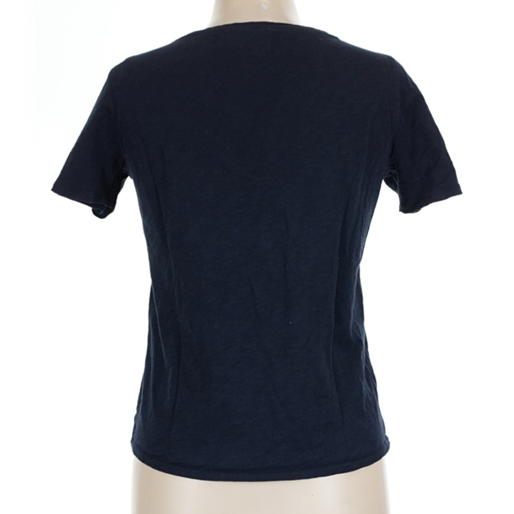 Sezane V-Neck Basic Cotton T-Shirt Navy Blue medium - Picture 4 of 7